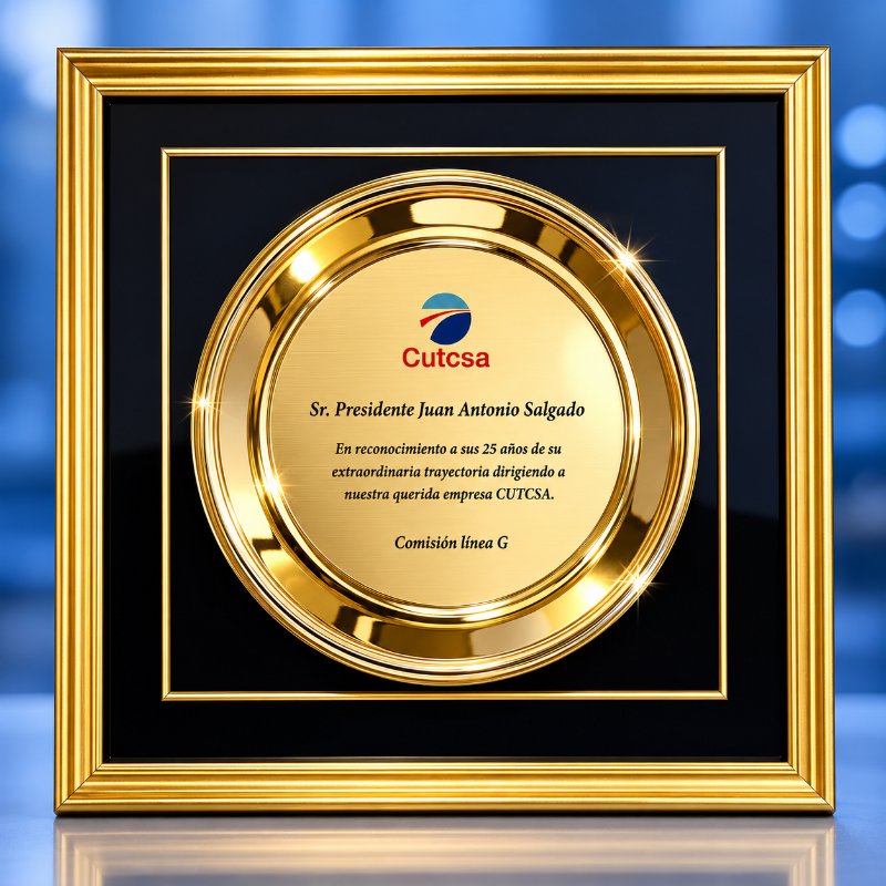 Plato de Honor Dorado Enmarcado Premium