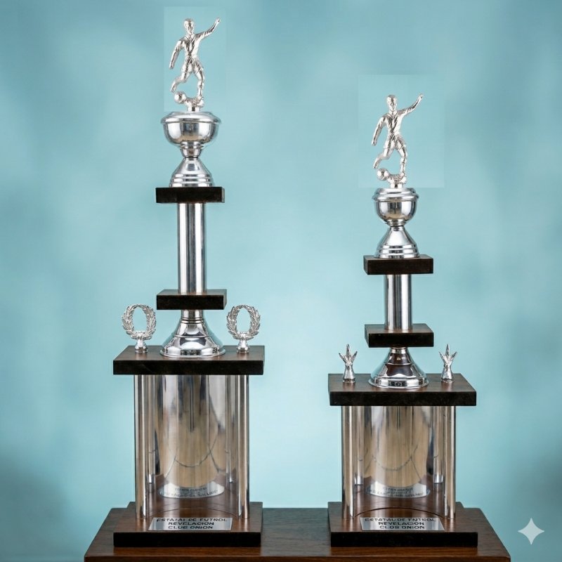 Trofeo de Fútbol Majestic Plata y Madera